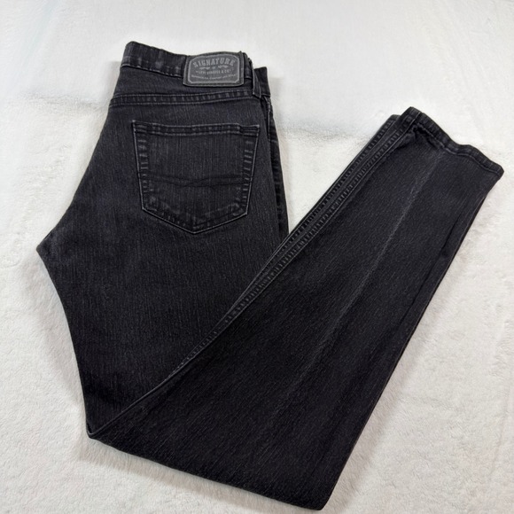 Signature Levi Strauss Skinny Jeans Mens 30x32 Black Excellent Stretch Denim - Picture 2 of 11